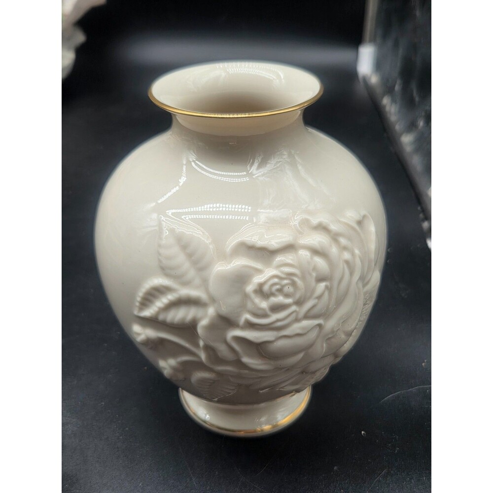 Vintage Lenox Rosebud Collection Vase 6.5" 24k Gold Trim Made in USA
